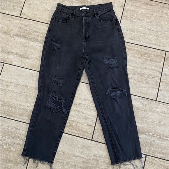 PacSun Dark Gray High Rise Distressed Jeans - Picture 1 of 5